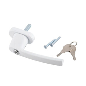 Бяла дръжка с ключалка за прозорец ПВЦ