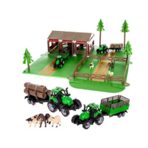 Играчка макет Ферма с животни и два трактора