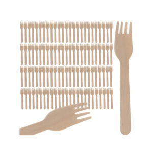 Комплект от 100 броя дървени вилици 15.6 см