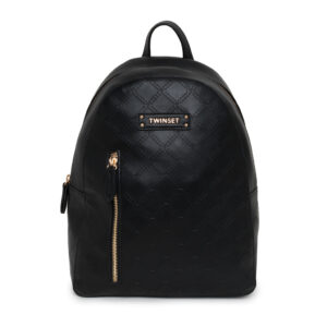 Twinset дамска черна кожена раница 222TY801B