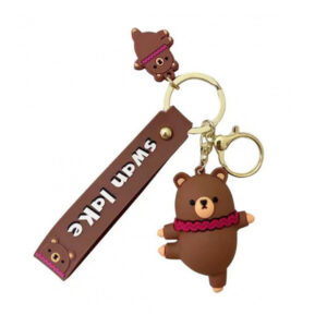 Ключодържател кафява танцуваща мечка със позлатена катарама