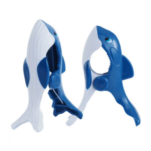 Комплект щипки за плажни хавлии/кърпи за шезлонг под формата на акула, 10.5 см, 2 броя