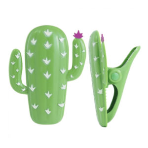 Комплект щипки за плажни хавлии/кърпи за шезлонг под формата на кактус, 12 см, 2 броя