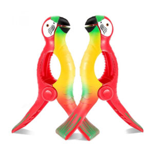 Комплект щипки за плажни хавлии/кърпи за шезлонг под формата на папагал, 13 см, 2 броя