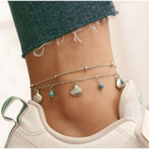 Сребърна морска гривна за крака