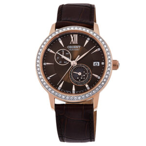 Orient RA-AK0005Y10B дамски автоматичен часовник в розово злато и камъни 37 мм