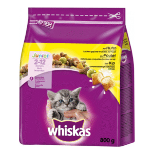 Whiskas Junior суха храна с пилешко за подрастващи котенца до 12 месеца, 800 гр