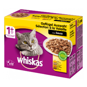 Whiskas храна за котки от птиче месо в сос 12 х 100 гр. богата на витамини и минерали