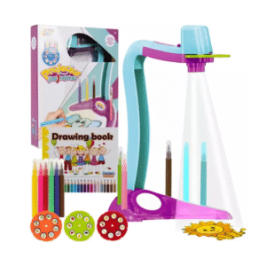 Детски проектор за рисуване комплект с книжка и маркери, 3 диска с 24 картинки