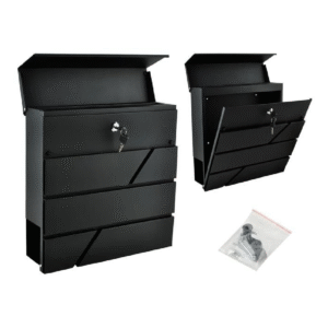 Метална пощенска кутия антрацит с ключ и отделение за вестници и списания