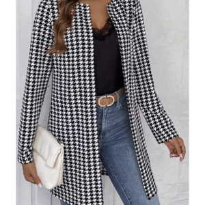 SHEIN дамско елегантно палто в черно и бяло